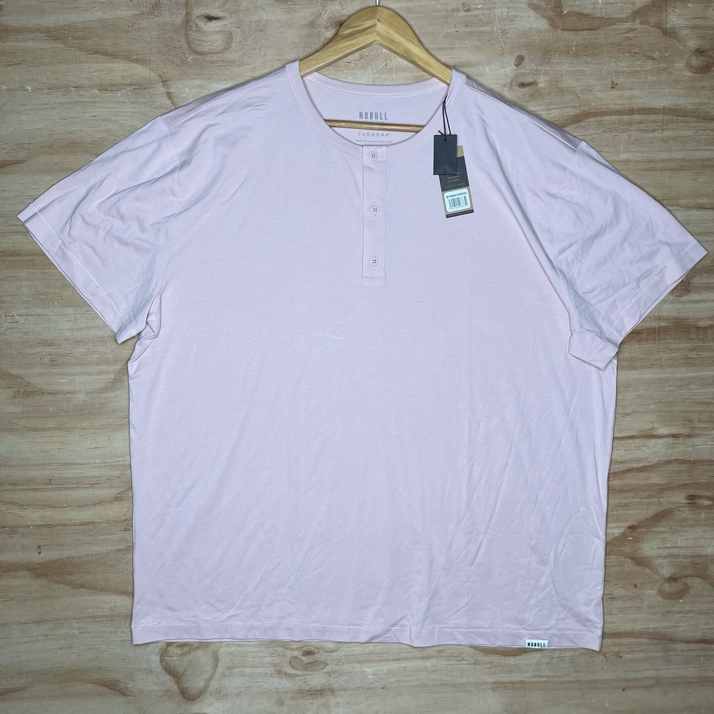 Nobull Men's Shirt 3XL Pink / Rose Henley Performance‎ Short Sleeve. Workout
